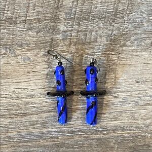 Stunning Blue and Black Dangle Earrings